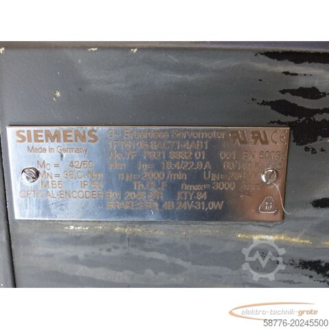 Siemens motor Siemens 1FT6105-8AC71-4AB1 Synchron-Servomotor SN:YFP921888201001