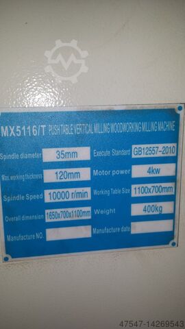 Table mill woodland machinery MX5116T+ V-380