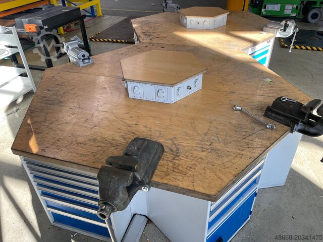 Mehrfach Werktisch Gruppen Werkbank Garant 6-Eck