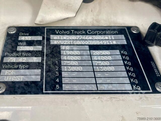 Standard-SZM Volvo FH 540 vin: YV2RT60AXKB884911 , EURO6,  2X FUEL...