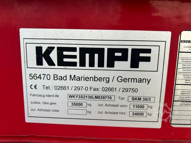 Tipper semitrailer KEMPF SKM 35/3 Stahlkippmulde 2 Liftachsen