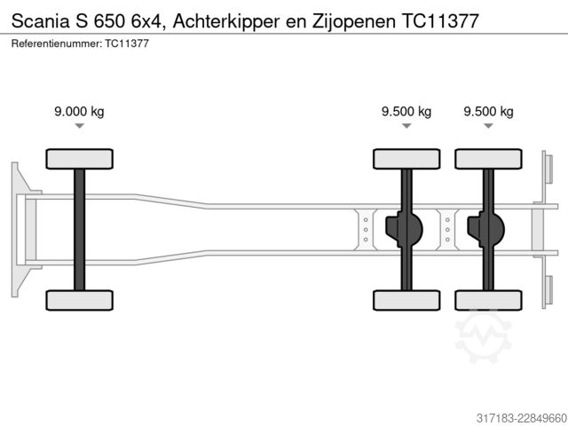 Tipper Scania S 650 6x4, Achterkipper en Zijopenen