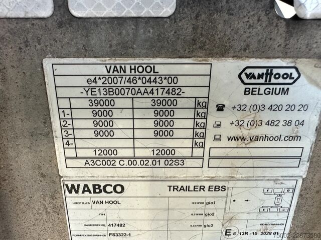 Container transportation Van Hool 3-ASSIGE OPLEGGER 20FT/30FT ADR CHASSIS / galva...