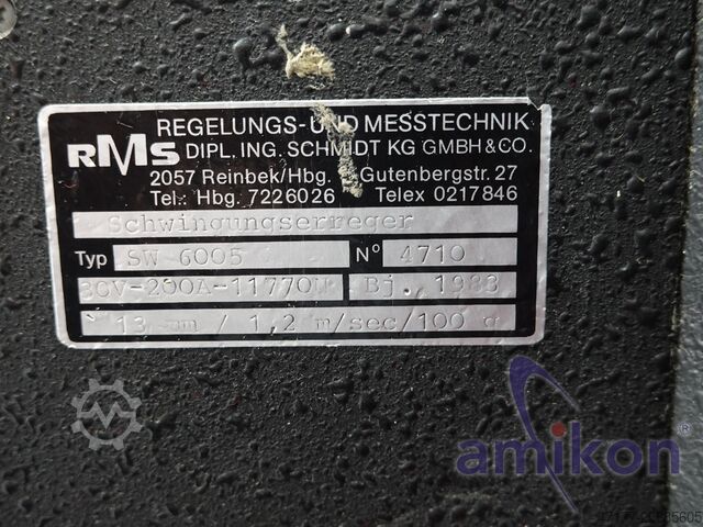 RMS SW 6005 Vibration Exciter Shaker 11,770 N Vibration Test System Spare Part RMS RMS SW 6005