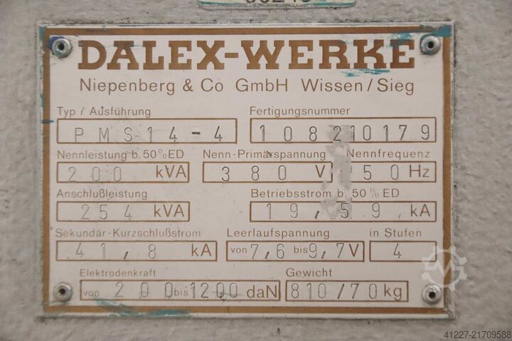 Spot welding machine 200 kVA Dalex PMS 14-4