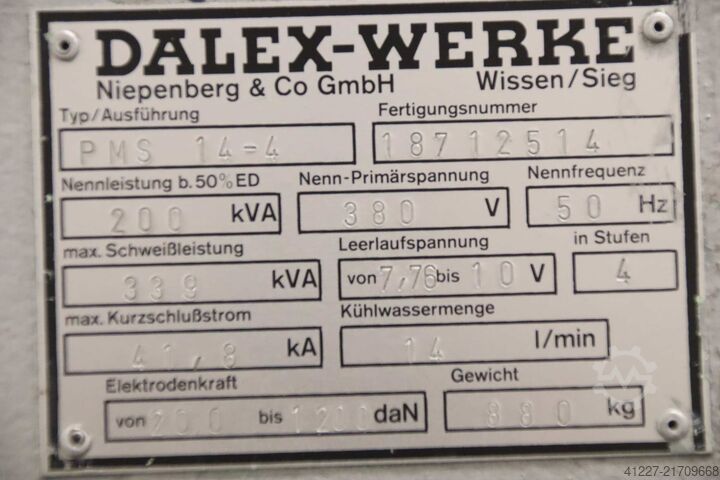 Spot welding machine 200 kVA Dalex PMS 14-4