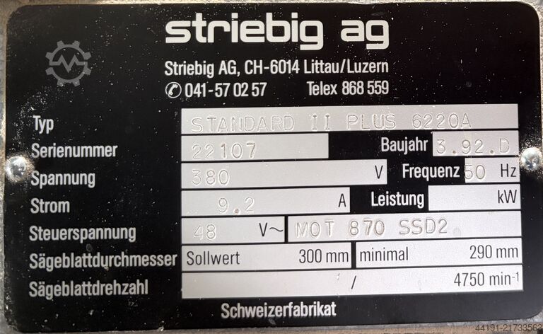 Vertical panel saw Striebig Standard II Plus 622 Striebig Standard II Plus 6220 AV