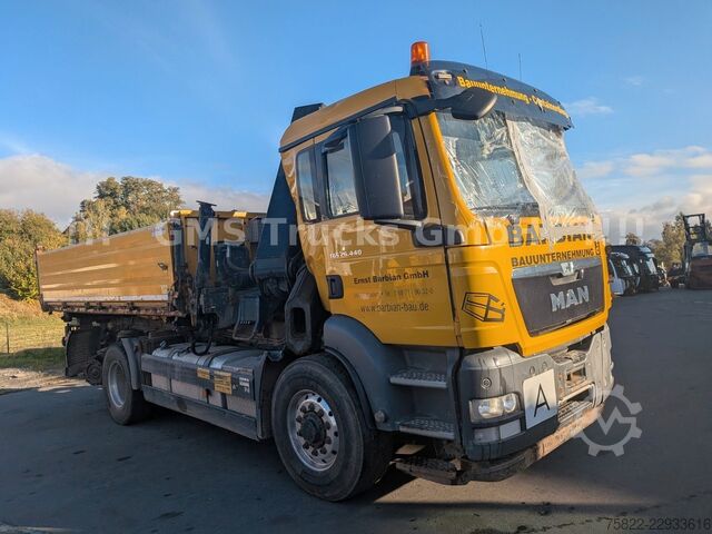 Dreiseitenkipper LKW MAN TGS 26.440 / 6X4 / Manual / Hiab Kran 288