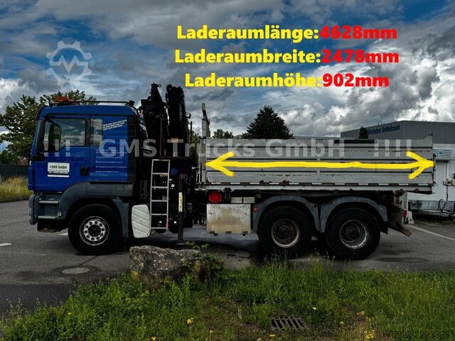 Dreiseitenkipper LKW MAN TGS 33.480 / 6X4 / Mei BORDM /25m Kran Palfinger