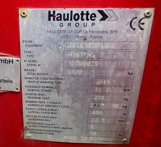 Telescopic boom lift Haulotte H16TPX
