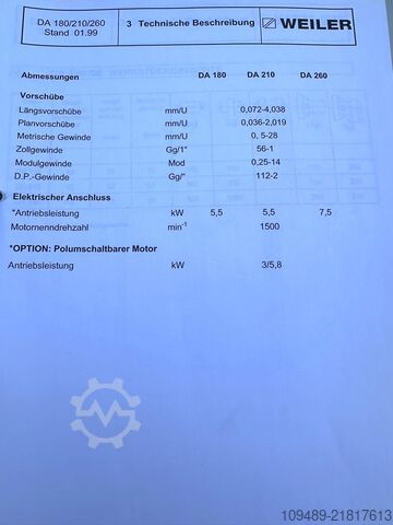 Lead screw / feed shaft lathe / WEILER DA210 WEILER DA 210 / 3 Achsdigital "NEU"