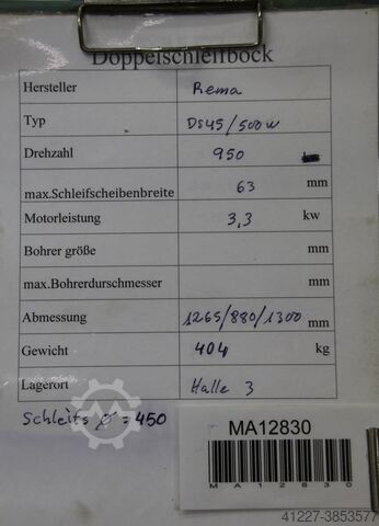 Doppelschleifbock mit Wasserkühlung Greif DS45/500W