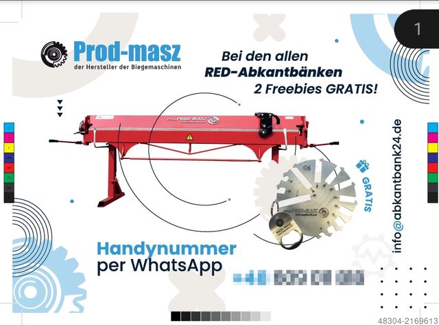 Sheet metal folder, bending machine PROD-MASZ Abkantbank24 Biegemaschine Profi Abkantbank RED-2m/1.2 +Ausparrung