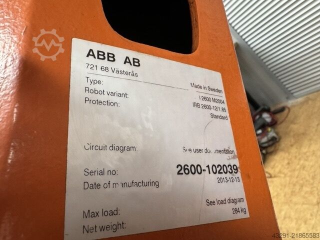 Industrial robot ABB Robotics IRB 2600 12/1.85 IRC5 M2004, komplett