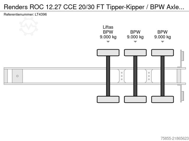Container transport Renders ROC 12.27 CCE 20/30 FT Tipper-Kipper / BPW Axle...