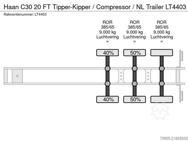 Container transport Haan C30 20 FT Tipper-Kipper / Compressor / NL Trailer