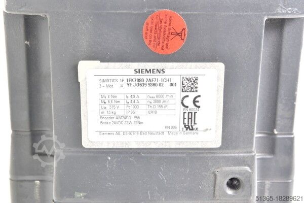 Synchronous motor Siemens 1FK7080-2AF71-1CH1