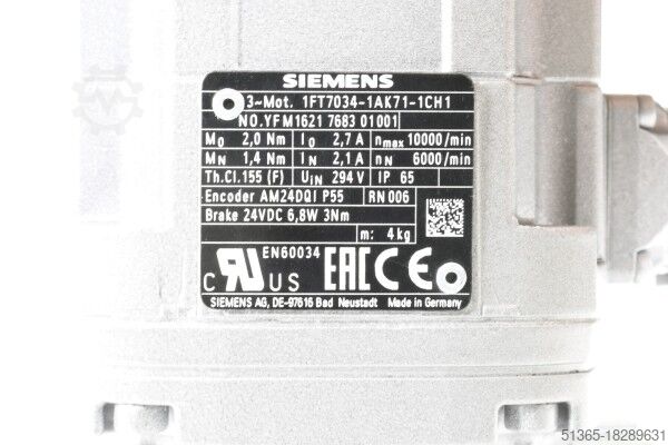 Synchronous motor Siemens 1FT7034-1AK71-1CH1