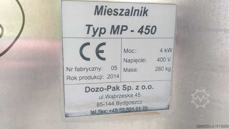 Inox ribbon mixer 450 L Dozo-Pak 