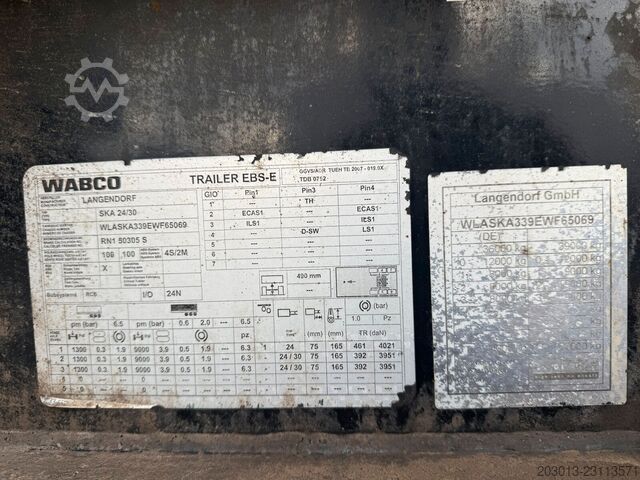 Tipper semitrailer LANGENDORF Langendorf SKA 24/30- 3-Achs Kippauflieger