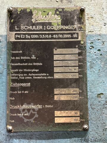 SCHULER P4 E2 SQ 1200 Mechanical Press SCHULER P4 E2 SQ 1200