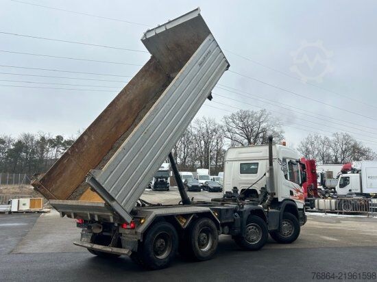 Three-sided tipper truck SCANIA P450 XT ,8X4 MEILLER GESTEINSKIPPER, BORDMATIK,  RETARDER