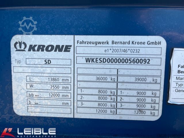 Open semitrailer with tarp KRONE SD Tautliner*Code XL+Getränke*Liftachse*BPW *
