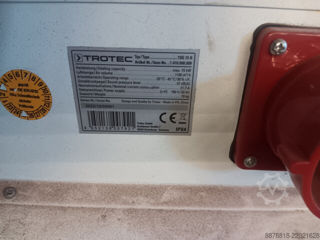 Industrial electric heater 15 kW (3 units available) Trotec TDS 75 R