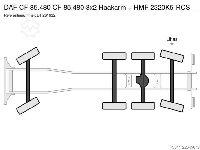 Crane truck DAF CF 85.480 CF 85.480 8x2 Haakarm + HMF 2320K5-RCS