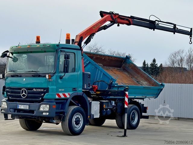 Truck mounted crane MERCEDES-BENZ ACTROS 1832 * KIPPER 4,00 m + PK 9501 * 4x4