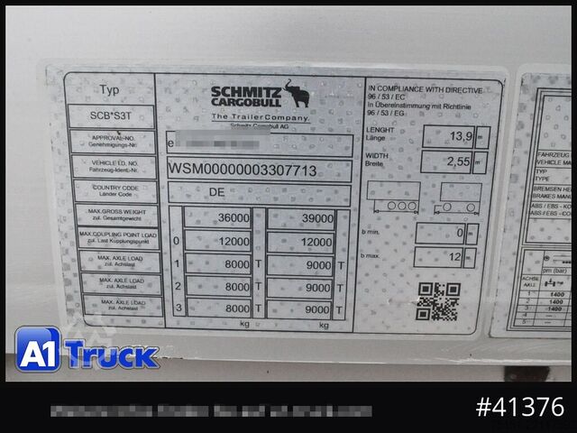 Open semitrailer with tarp SCHMITZ SCB  24, Mega, Speed Curtain, VDI 2700, verzinkt