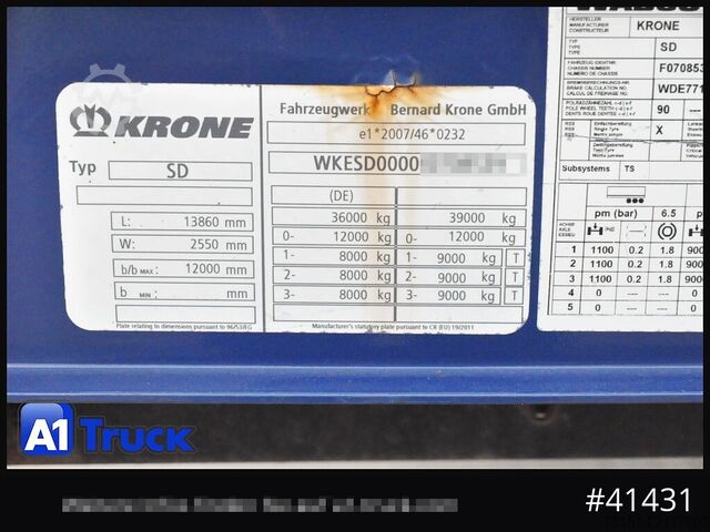 Box semitrailer KRONE SDK 27, Koffer, Doppelstock, 386.424km