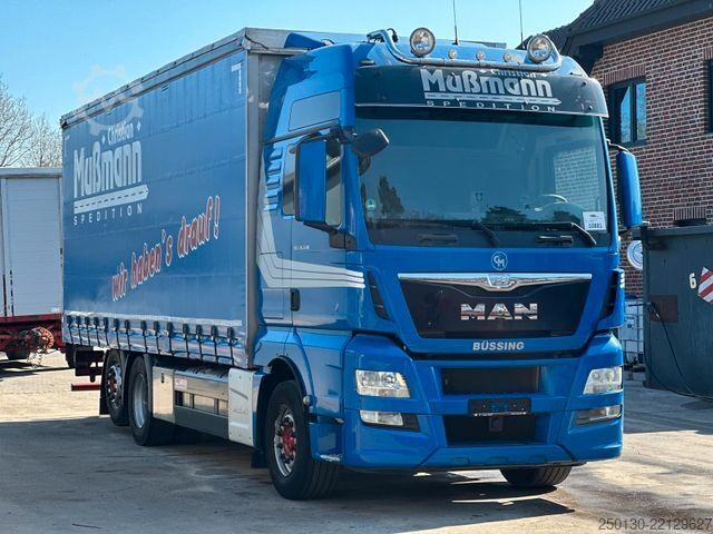 Flatbed truck with tarp MAN TGX 26.440 6x2 BL Plane & Retarder /EDSCHA