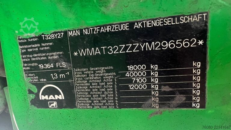 Vacuum truck MAN 19.364 F2000 (11.000 LITER / 6 CYLINDER / MANUA...