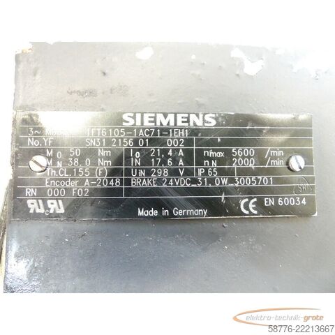 Steuerung Siemens Stator für 1FT6105-1AC71 Servomotor SN YFSN31215601002