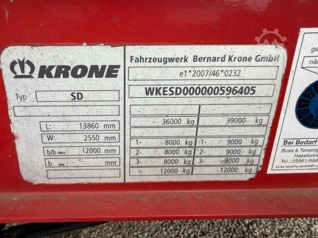 Auflieger mit Pritsche & Plane KRONE SD Schiebeverdeck, BPW, Edscha, Portaltüren