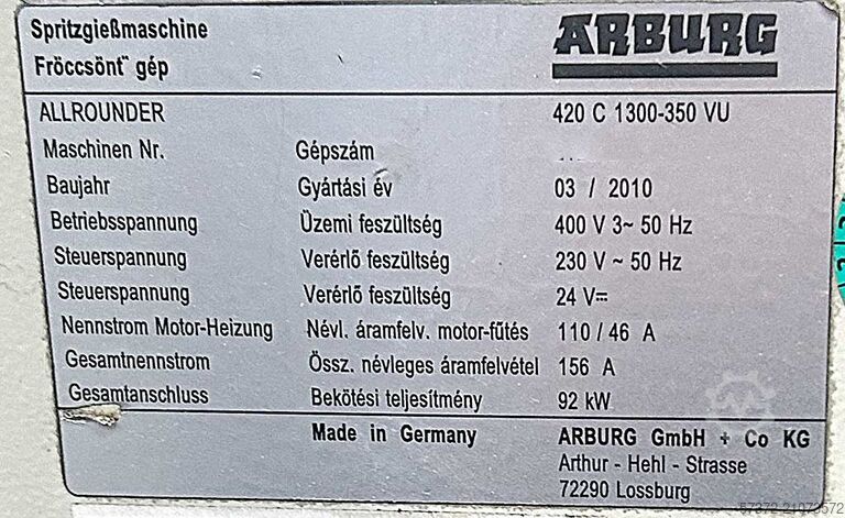 Vertikale Spritzgießmaschine Arburg Allrounder 420C 1300-350 VU