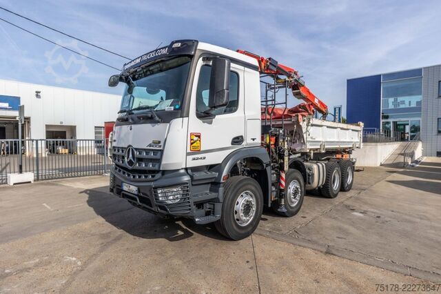 Tipper with crane Mercedes-Benz ACROCS 3243 BB+BIBENNE+ BAE HYDR+FASSI 16T/m+2EXT