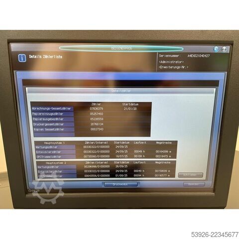 Digital print machine Minolta bizhub PRESS 2250P incl. Finisher,Paperdeck only 7.850.000 clicks