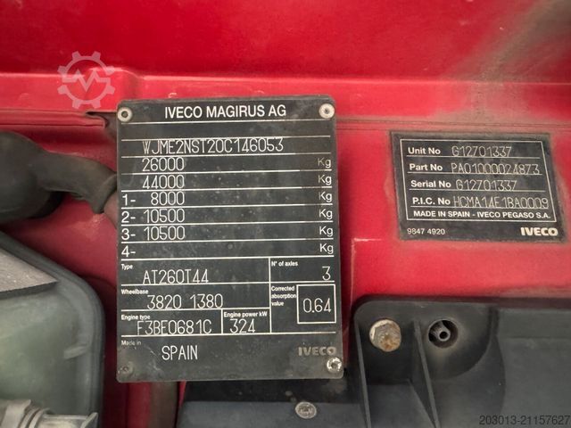 Kipper LKW IVECO Stralis AT260T44 6x4 Kipper Kran Pakfinger 16052