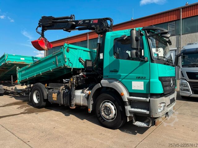 Dreiseitenkipper LKW MERCEDES-BENZ AXOR 1833*DREISETENKIPPER*HIAB KRAN 12 M*MEILLER