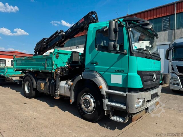 Dreiseitenkipper LKW MERCEDES-BENZ AXOR 1833*DREISETENKIPPER*HIAB KRAN 12 M*MEILLER