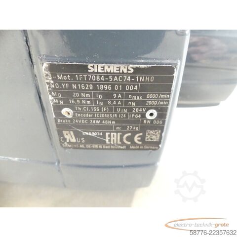 Steuerung Siemens 1FT7084-5AC74-1NH0 YFN1629189601004 generalüberholt - 12 Mon. Gewährl.