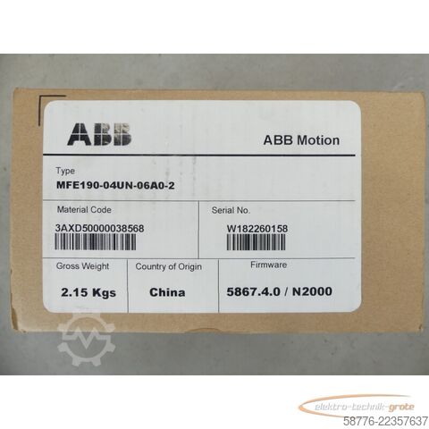 Komponente ABB MFE190-04UN-06A0-2 Servoumrichter SN: 3AXD500000038568 -unegbraucht-