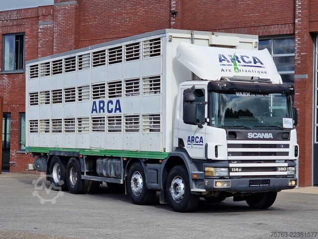  Scania 114G - 8X4 - 3 deck - double ramp -  steel / air