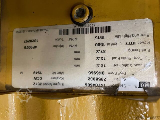 Generator set CAT 3512 - 1250 kVA Used Generator - DPX-12662