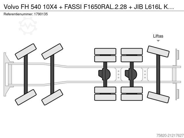 Kranwagen Volvo FH 540 10X4 + FASSI F1650RAL.2.28 + JIB L616L K...