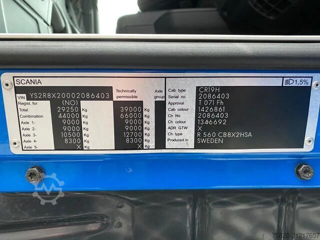 Crane truck Scania R560 V8 8X2 TREKKER/BAKWAGEN + HIAB 477E-8 HIPR...