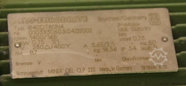 Gear motor 0.75 kW 165 rpm SEW-EURODRIVE R40DT80N4