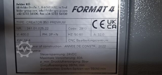 Throughfeed CNC processing machine Format4 Creator 950 premium